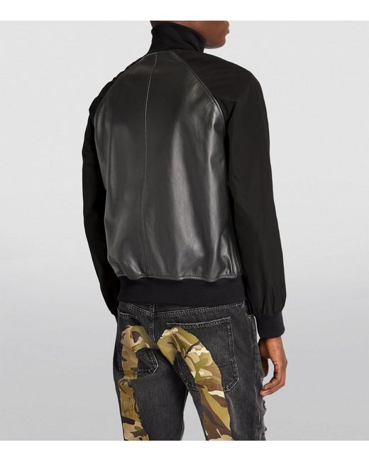 DSquared² Black Leather Bomber Jacket for men