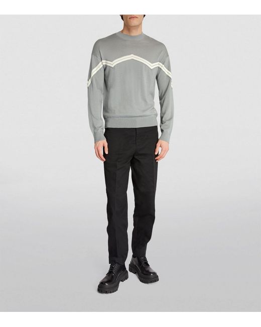 Emporio Armani Gray Chevron-detail Sweater for men
