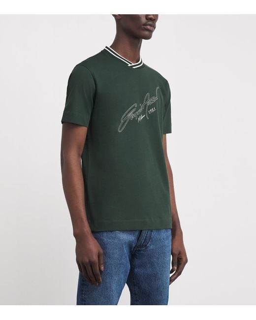 Emporio Armani Green Cotton Embroidered Logo T-Shirt for men