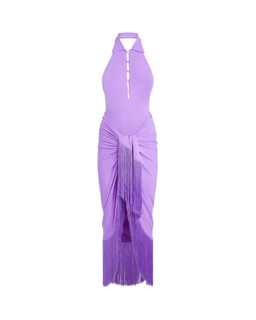 Taller Marmo Purple Grand Tropicana Swimsuit And Pareo Set