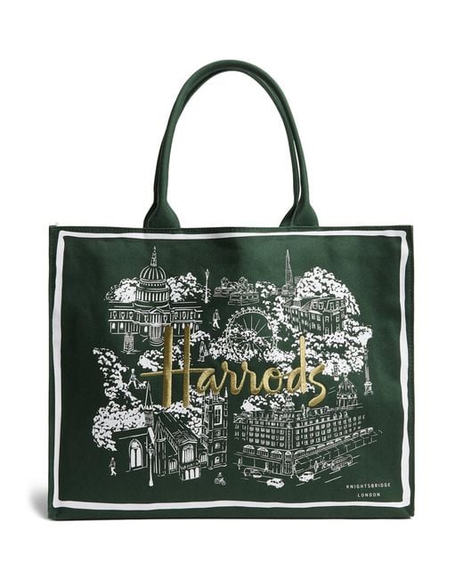 Harrods Green City Stories Shoulder Tote Bag