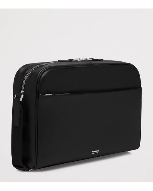 Tom Ford Black Leather Messenger Bag for men