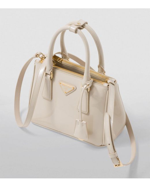 Prada Natural Mini Leather Galleria Top-handle Bag