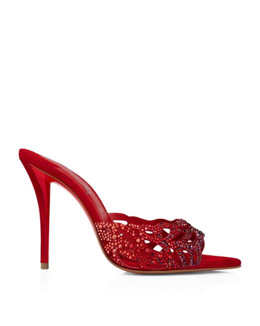 Christian Louboutin Red Lasera Strass Heeled Mules 100