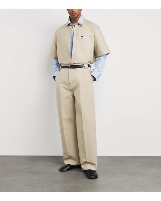 AMI Natural Cotton Baggy Trousers for men