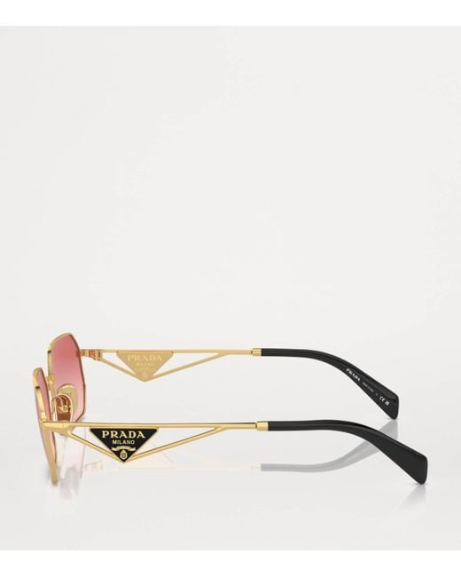 Prada Pink Metal Rectangular Sunglasses