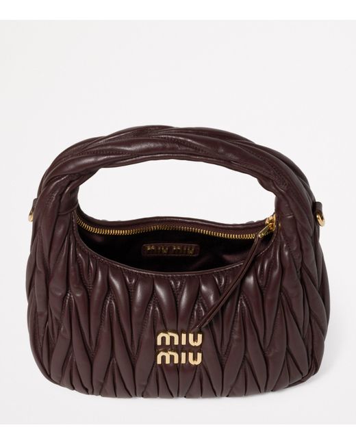 Miu Miu Brown Matelassé Leather Wander Top-Handle Bag