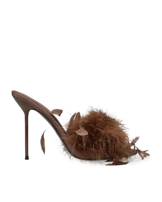 Paris Texas Brown Feather Lidia Mules 105