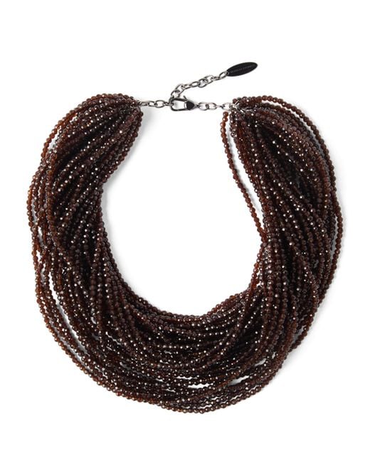 Brunello Cucinelli Brown Sterling Beaded Necklace