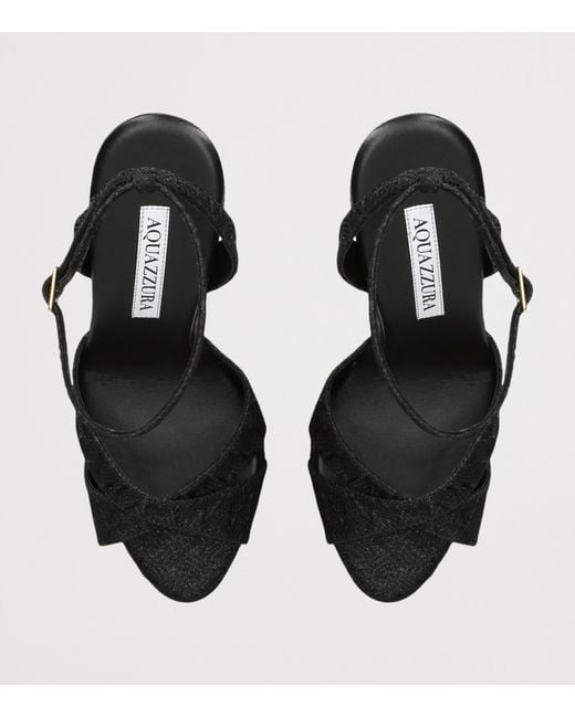 Aquazzura Black Leather Divine Sandals 130