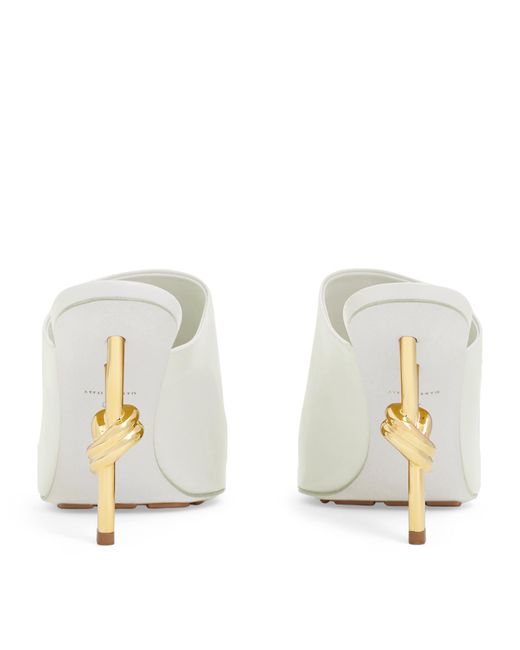 Bottega Veneta White Leather Knot Mules 90