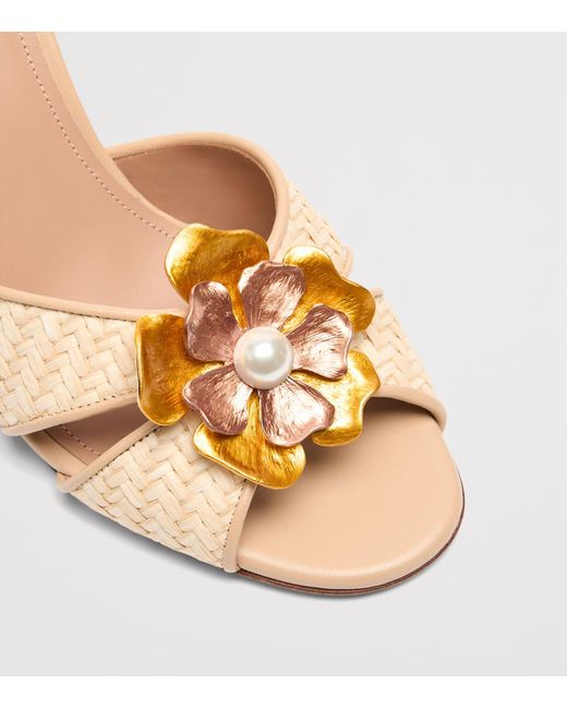 Malone Souliers Natural Raffia And Leather Suri Heeled Sandals 70
