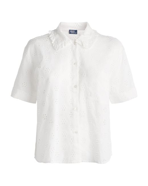 Polo Ralph Lauren White Cotton Eyelet Short Pyjama Set
