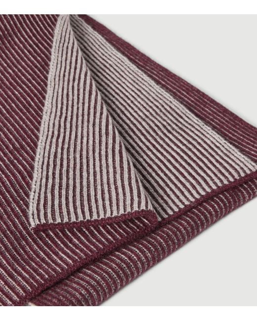 Brunello Cucinelli Purple Cashmere Ribbed Scarf for men