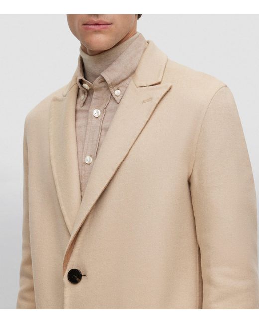 Boss Natural Camel Hair Overcoat for men