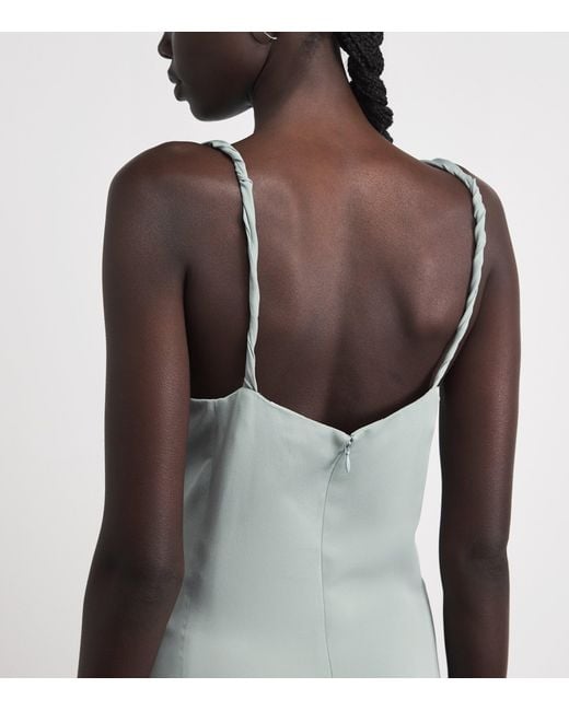 Acne Gray Silk Bow-Appliqué Midi Dress