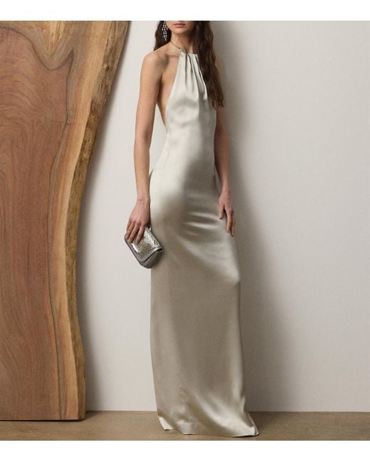 Ralph Lauren White Stretch-Satin Corra Maxi Dress