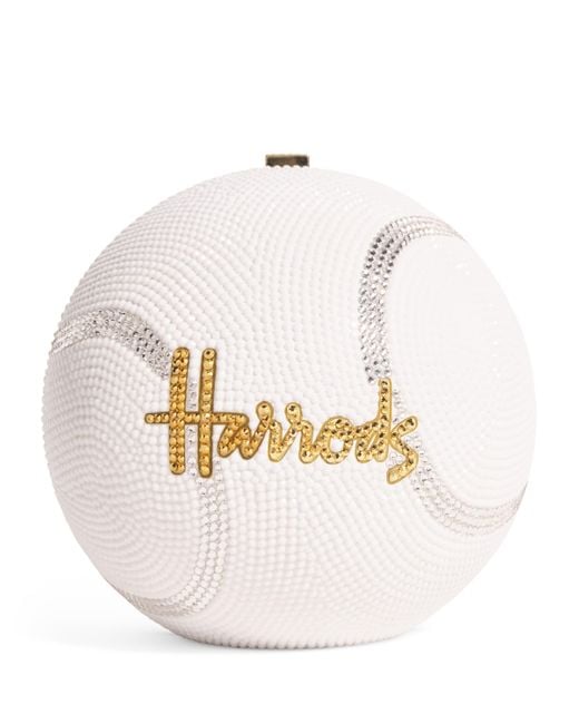 Judith Leiber White X Harrods Exclusive Tennis Ball Clutch Bag