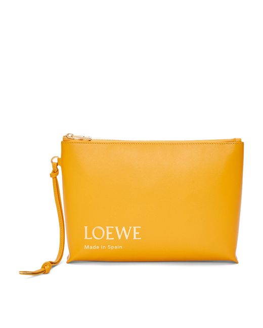 Loewe Yellow Leather Logo T Pouch