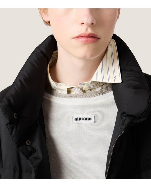 Miu Miu Black Down Technical Pongé Puffer Jacket