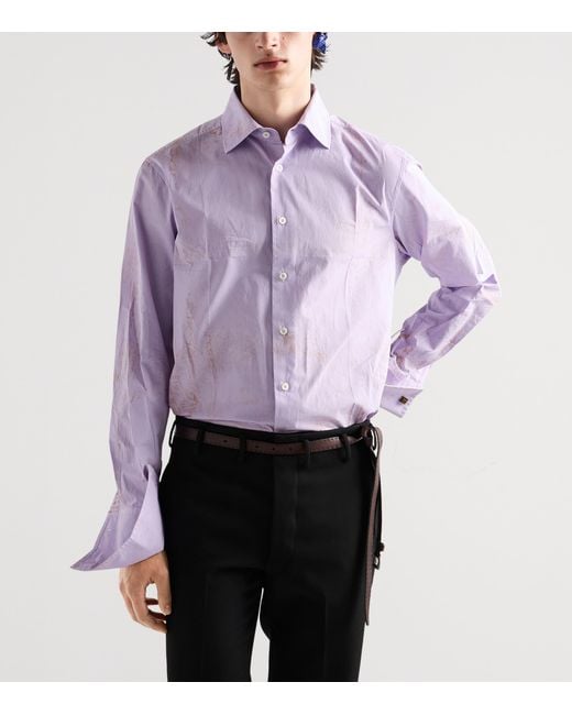 Prada Purple Cotton Vintage-Look Shirt for men