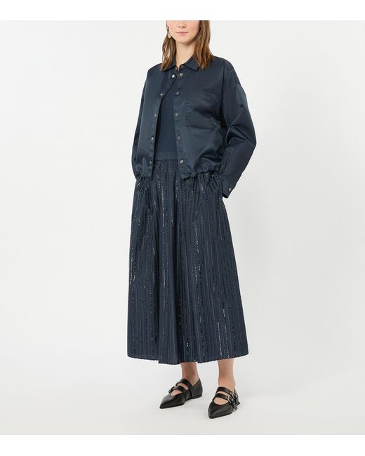Weekend by Maxmara Blue Cotton Sequinned Skirt