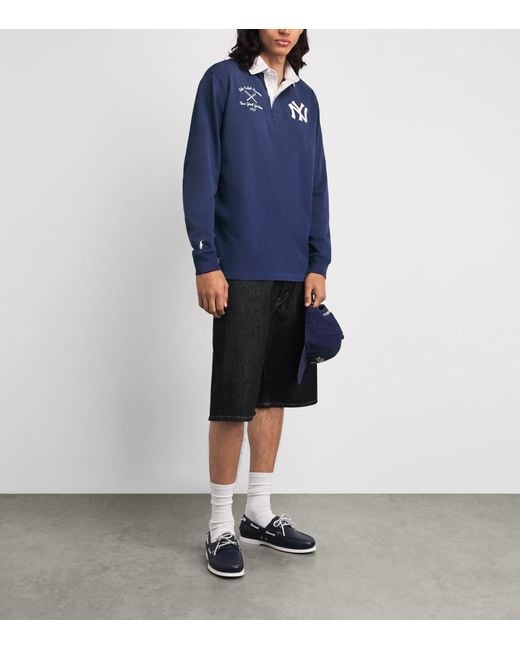 Polo Ralph Lauren Blue X Yankees Cotton Rugby Polo Shirt for men