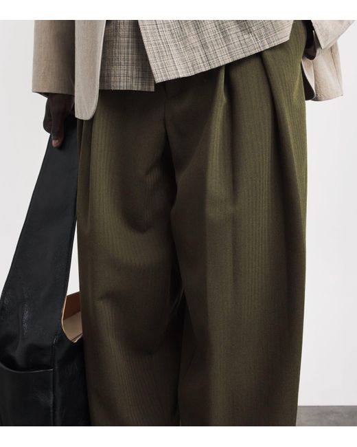 Comme des Garçons Green Wool Pleated Wide-Leg Trousers for men