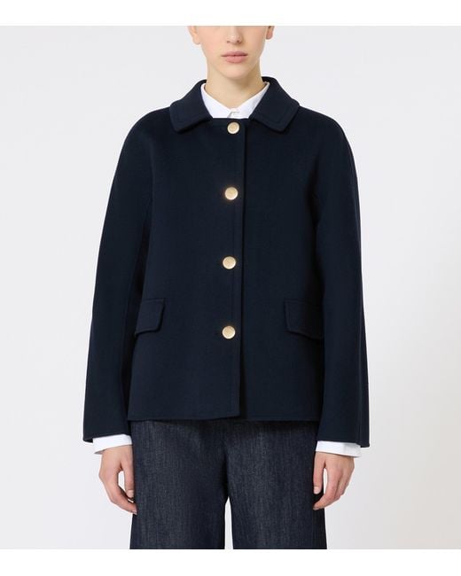 Max Mara Blue Virgin Wool Single-Breasted Jacket