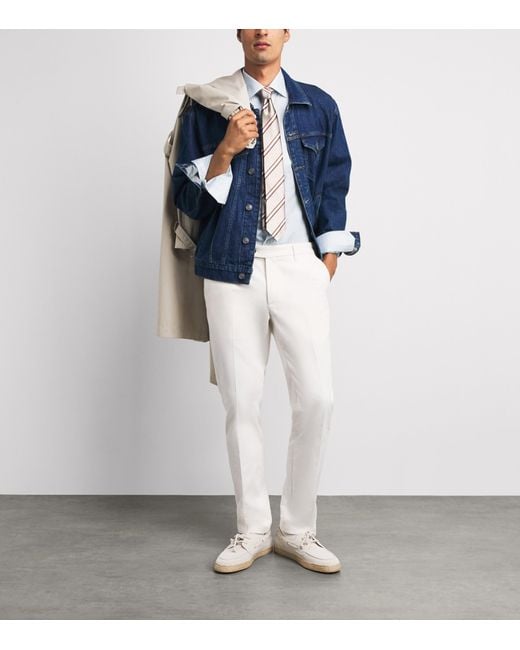 Eton of Sweden White Supima Cotton Stripe Slim Fit Shirt for men