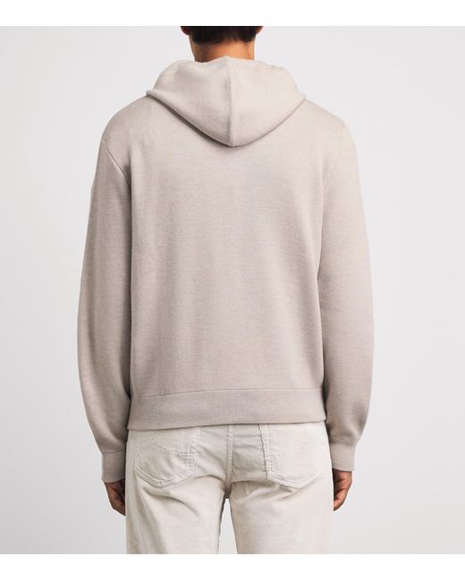 Jacob Cohen Gray Wool-Silk Knitted Zip-Up Hoodie for men