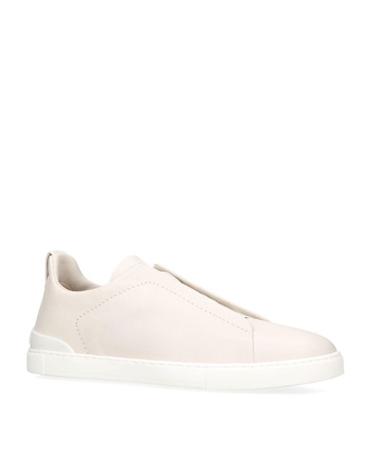 Zegna Natural Leather Triple Stitch Sneakers for men