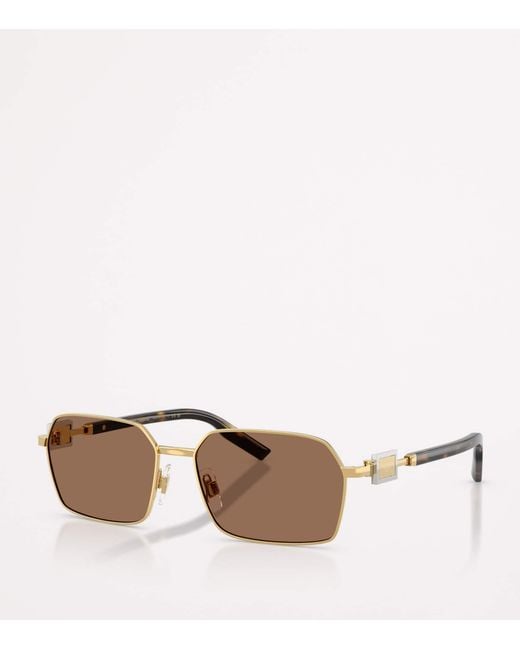 Dolce & Gabbana Brown Wire-Frame Rectangular Sunglasses for men