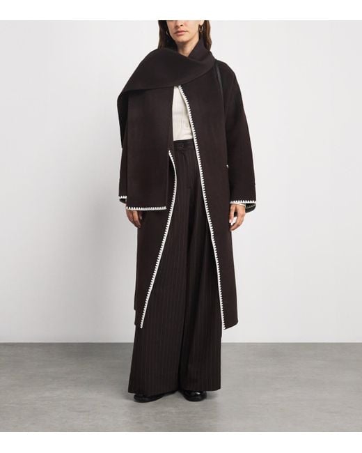 Maje Black Wool-Blend Wrap Coat