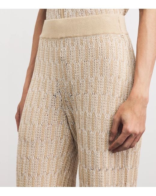 Lafayette 148 New York Natural Cotton Lace-Knit Wide-Leg Trousers