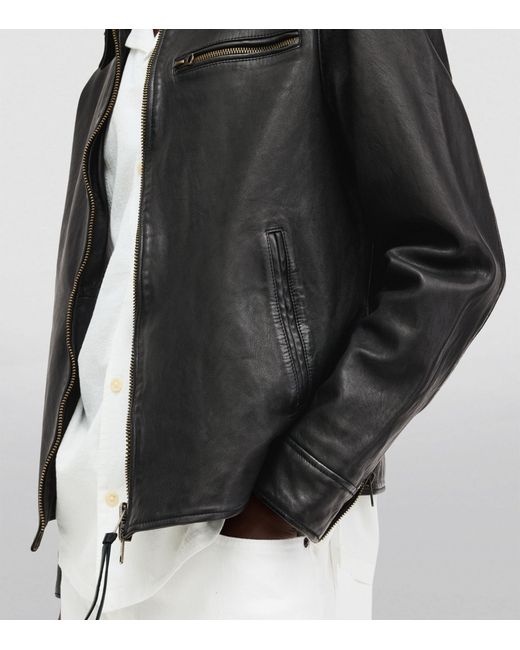 AllSaints Black Leather Miller Jacket for men