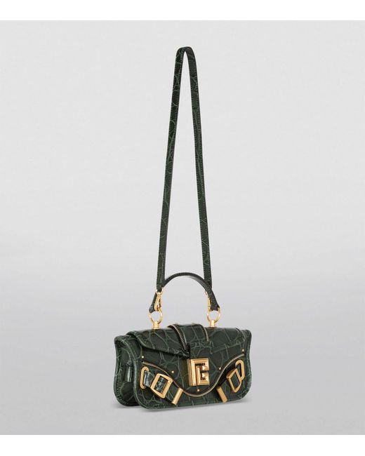 Balmain Green Leather Blaze Top-handle Bag