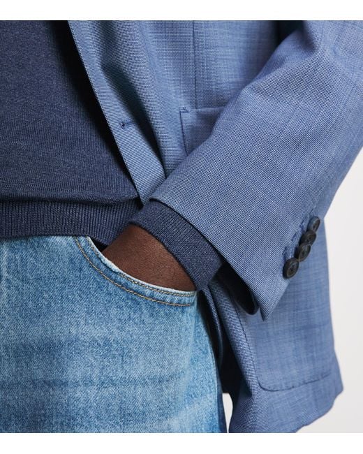 Pal Zileri Blue Wool-Silk Polo Shirt for men