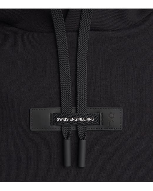 On Shoes Black Cott-Blend Focus Tech Hoodie for men