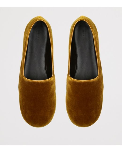 The Row Brown Ponti Velvet Slippers