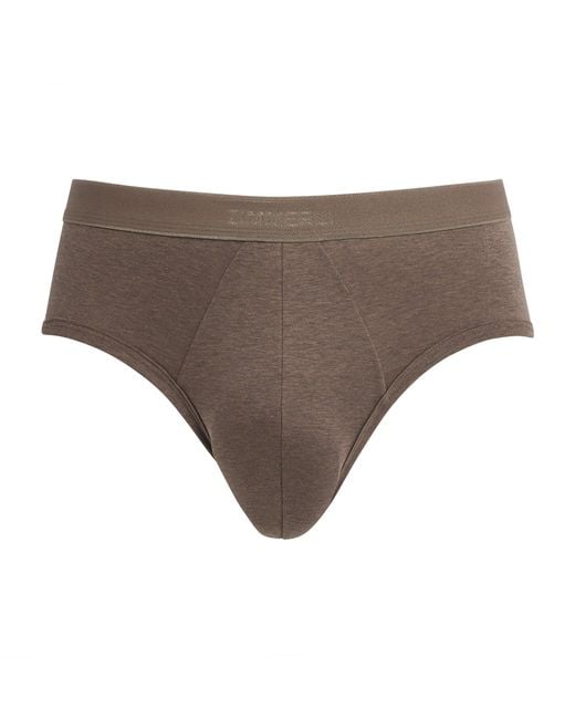 Zimmerli of Switzerland Brown Sea Island Cotton Briefs for men
