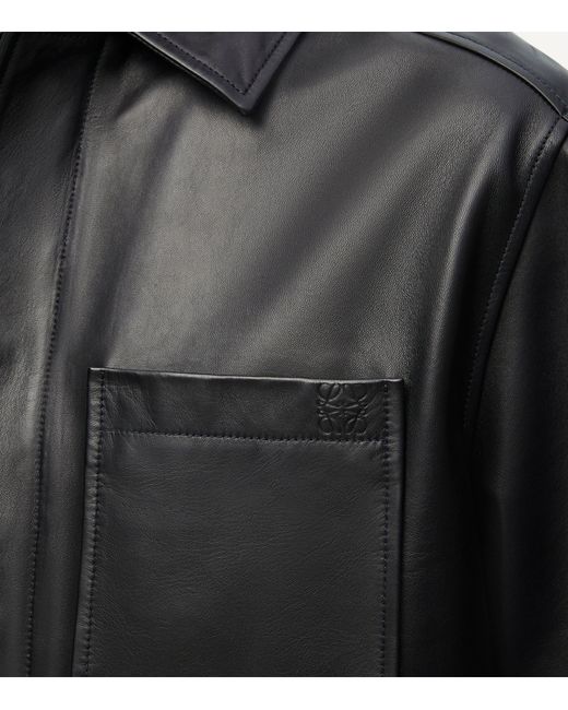 Loewe Black Leather Shirt Jacket for men