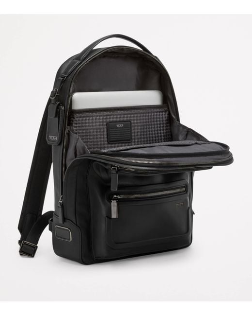 Tumi Black Leather Harrison Backpack for men