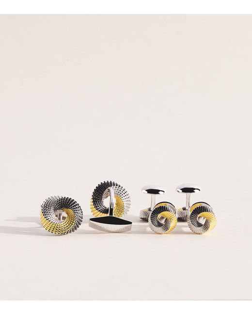 Tateossian Natural Sterling Mobius Knot Cufflinks And Studs Set for men