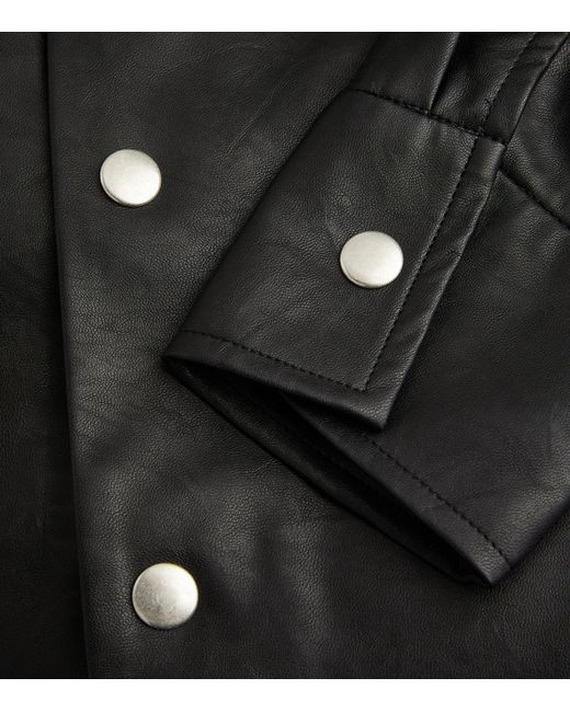 Séfr Black Faux Leather Shirt for men