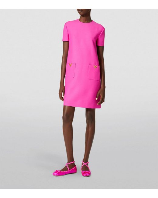 Valentino Garavani Pink Wool-silk Mini Dress