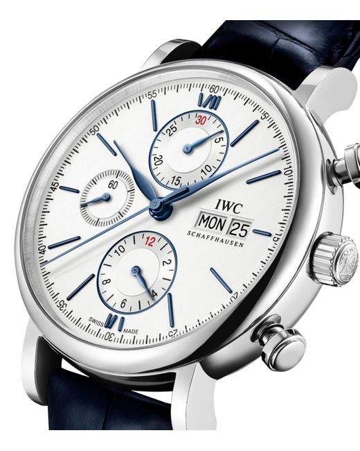 Iwc Blue Stainless Steel Portofino Chronograph Watch for men