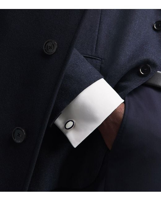Deakin & Francis Natural Sterling And Enamel Oval Cufflinks for men