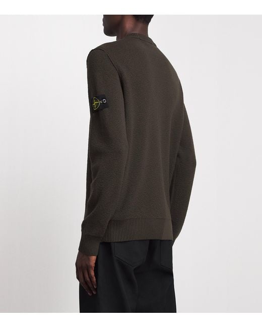 Stone Island Black Virgin Wool Compass Sweater for men