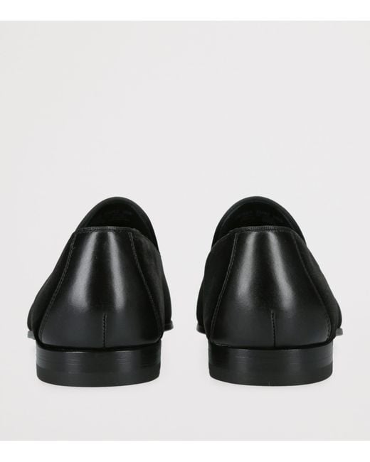 Magnanni Shoes Black Velvet Jareth Venetian Loafers for men